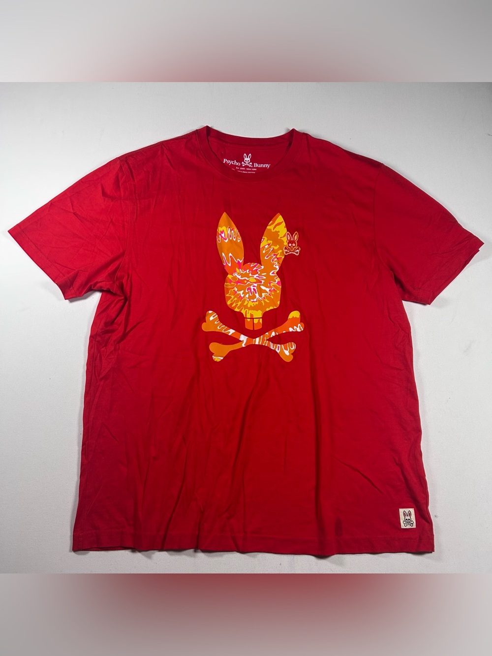 Psycho Bunny Cranwich Tie Dye shirt Men 8 XL /w Bunny Embroidery *Marks Noted